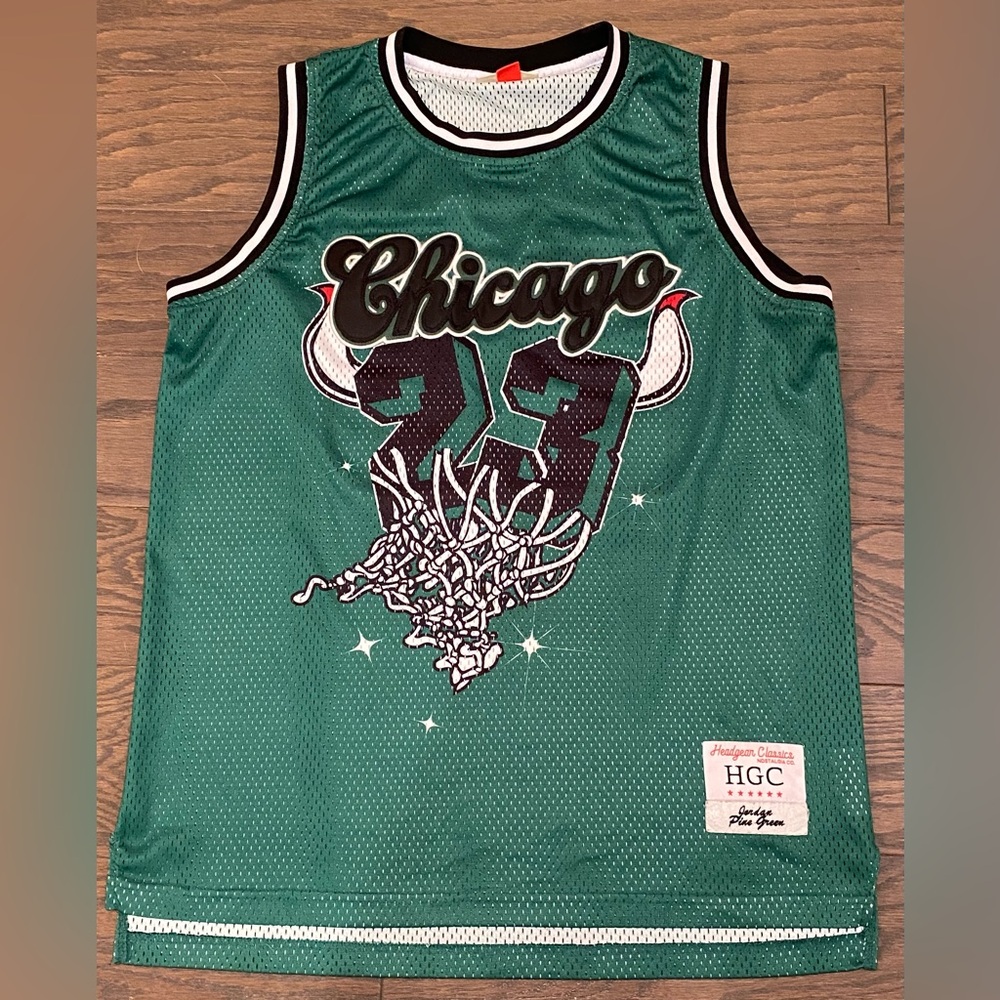 Headgear Classics Michael Jordan Pine Green Chicago Basketball Jersey - Size Med